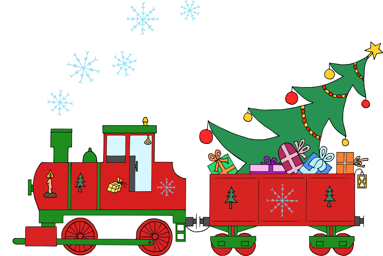 Autorská ilustrace vánoční vlak Hravé stroje